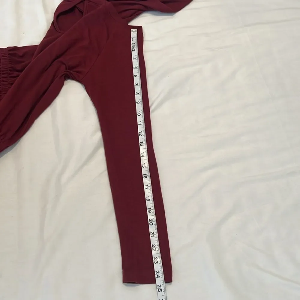 NWT Pretty Garden size small long sleeve elastic waist pockets burgundy jumpsuit